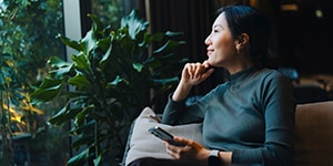 lady looking out the window