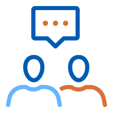 Icon showing two people talking