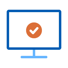 Icon of a computer monitor with a checkmark 
