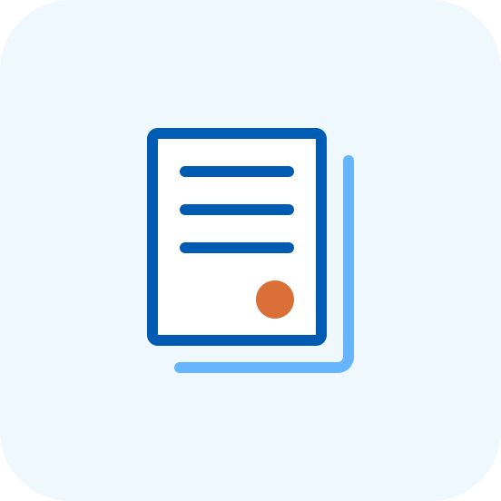 Icon of a document with a blue background