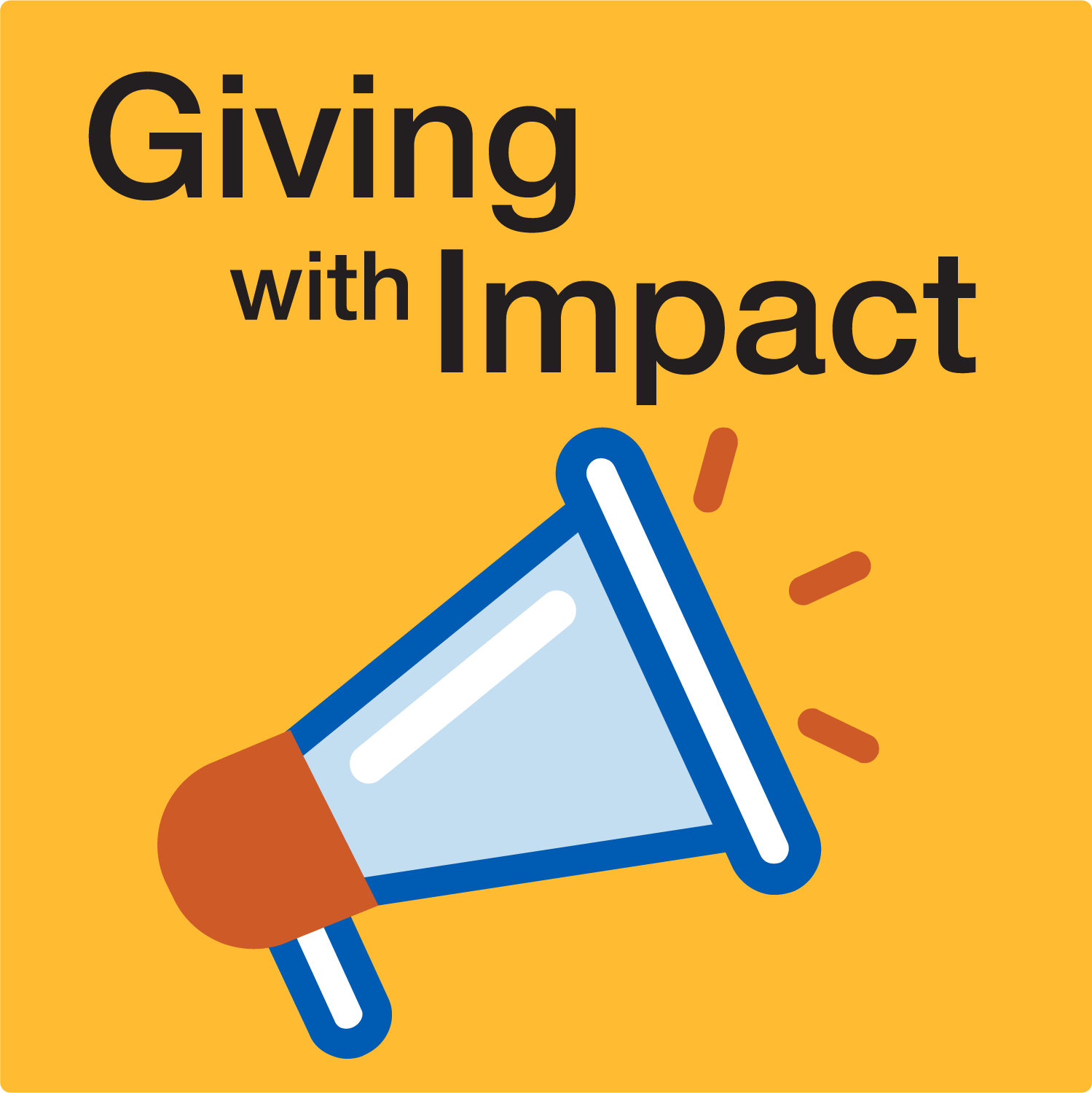 Giving with Impact title with megaphone icon