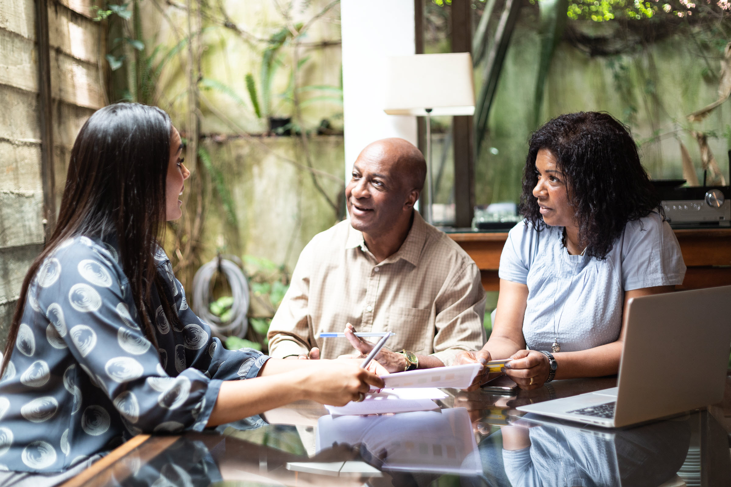 Family in a conversation at table