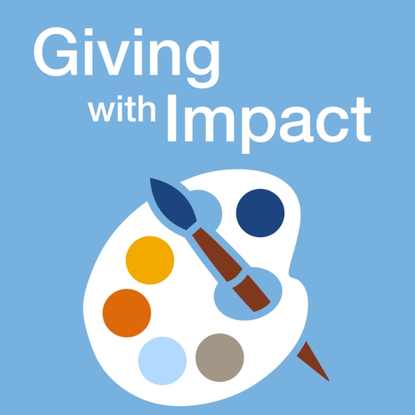 Giving with Impact title with paint palette and paint brush  