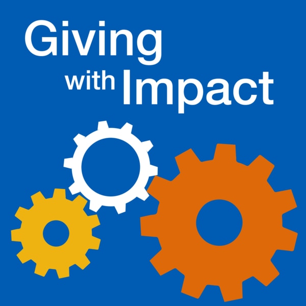 Giving with Impact title with three colorful gears