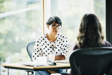 Businesswoman in discussion