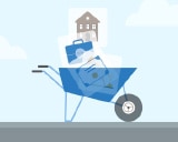 illustration of wheelbarrow with assets