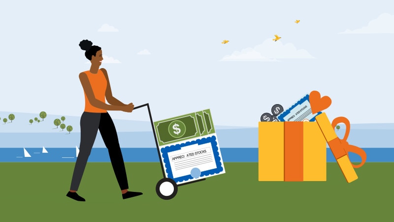 Woman with dolly_Donating